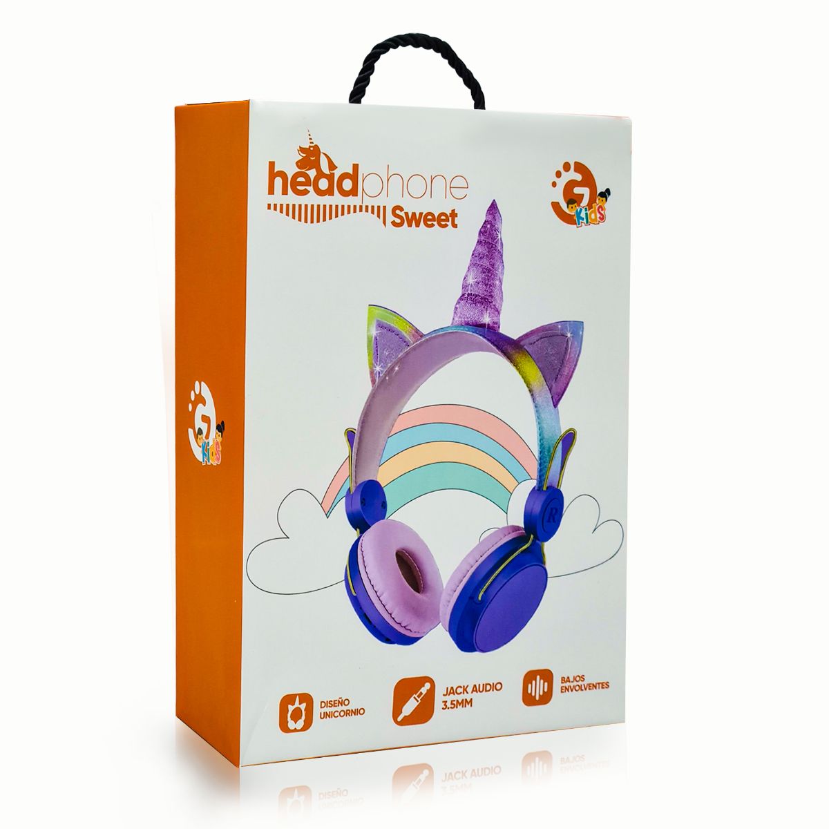 VINCHA AURICULAR GOLDTECH CABLEADA UNICORNIO PELUCHE