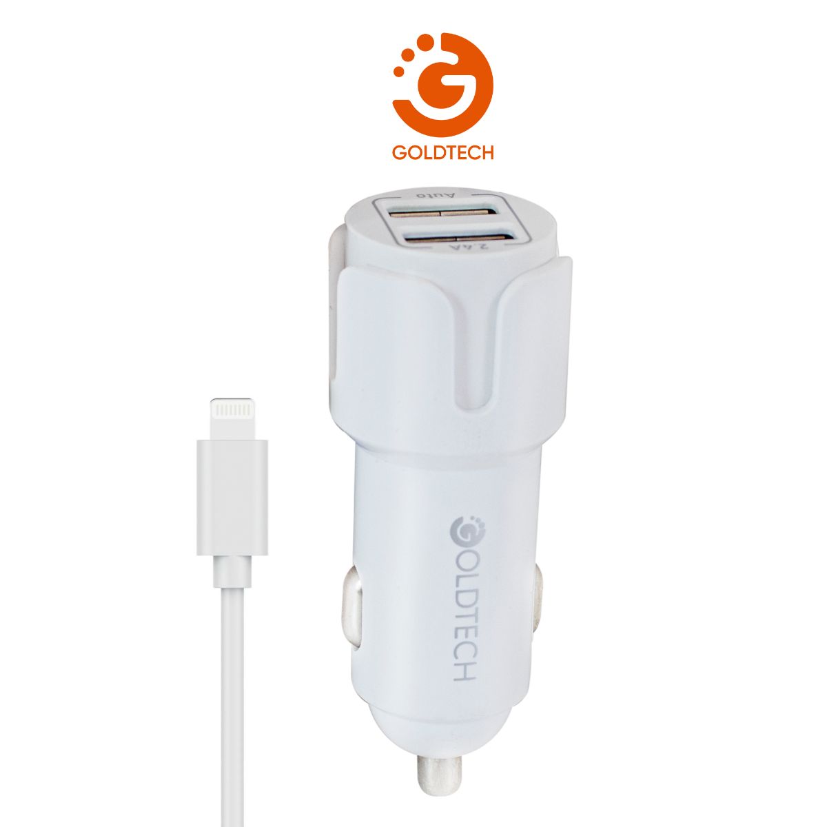 ADAPTADOR 2 USB 2.4A 12V + CABLE IPHONE GOLDTECH