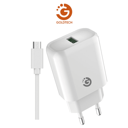 ADAPTADOR 1 USB 2.1A + CABLE TIPO C GOLDTECH